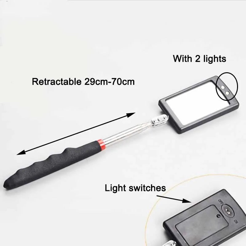 Car 360° Inspection Mirror – Telescopic Mechanic Tool with LED Light