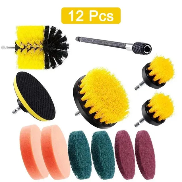 Electric Drill Brush Cleaning Kit – Multi-Purpose Scrubber Set for Car, Kitchen & Bathroom